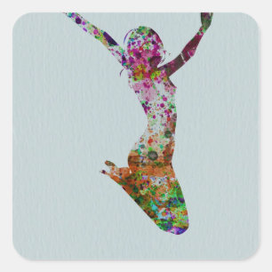 Ballette watercolor square sticker