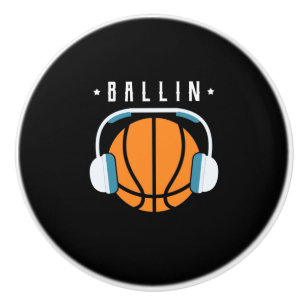 Ballin Basketball Art Ceramic Knob