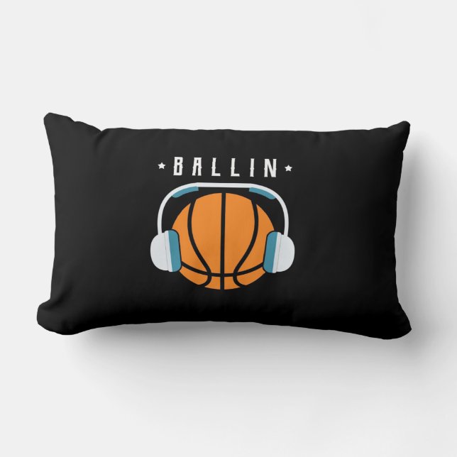 Ballin Basketball Art Lumbar Pillow (Front)