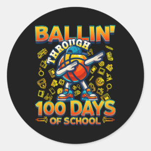 Ballin Through 100 Days Of School 100th Smarter Ba Classic Round Sticker