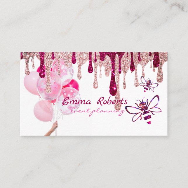 Balloirs rose et blanc Carte de visite moderne (Devant)