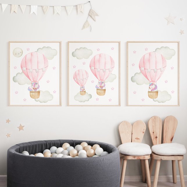Ballon à Air Chaud Rose, Licorne, Étoiles, Chambre (Créateur téléchargé)