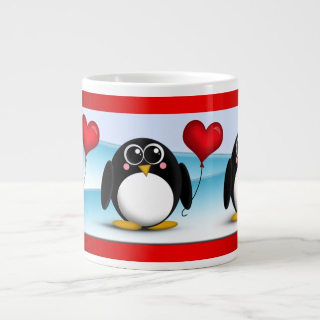 Ballon adorable de coeur de pingouin - tasse de (Devant)