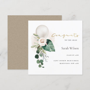 BALLON D'ARGENT FLORAL GRAD FAIRE-PART