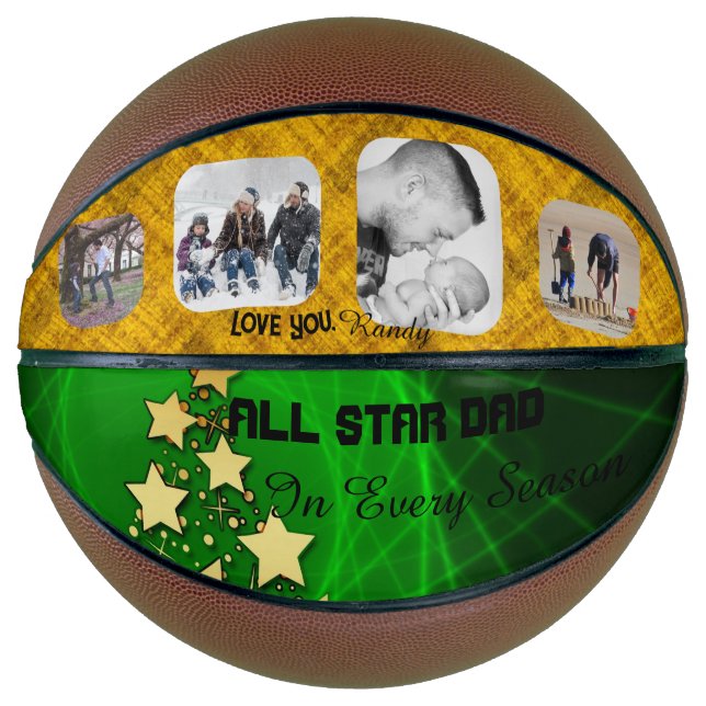 Ballon De Basket All Star Papa Basket Vert et Or (Devant)