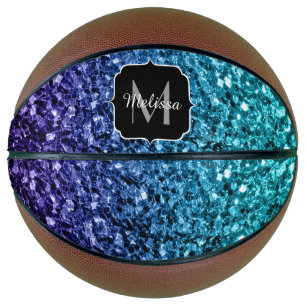 Ballon De Basket Aqua bleu ombre fausse parties scintillant scintil
