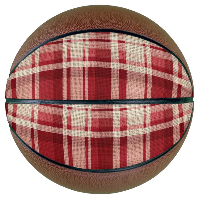Ballon De Basket Bandes Plaid Crème Rouge (Devant)