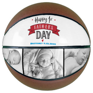 Ballon De Basket Bannière rouge Joyeux 1er Fête du Père Photo Bold