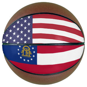 Ballon De Basket Basket-ball complet avec Drapeau de Géorgie, États