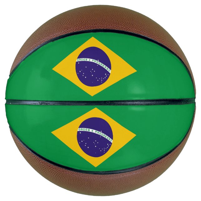 Ballon De Basket Basket-ball complet avec drapeau du Brésil (Devant)