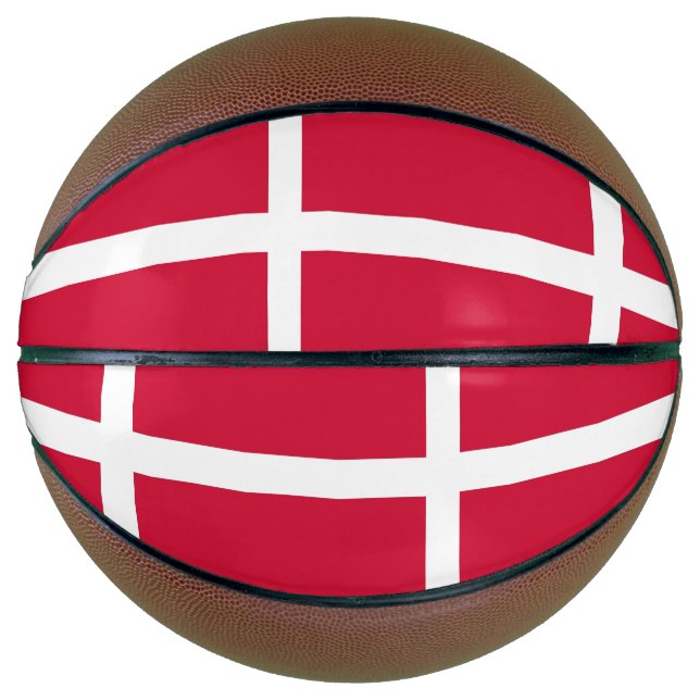 Ballon De Basket Basket-ball complet avec drapeau du Danemark (Devant)