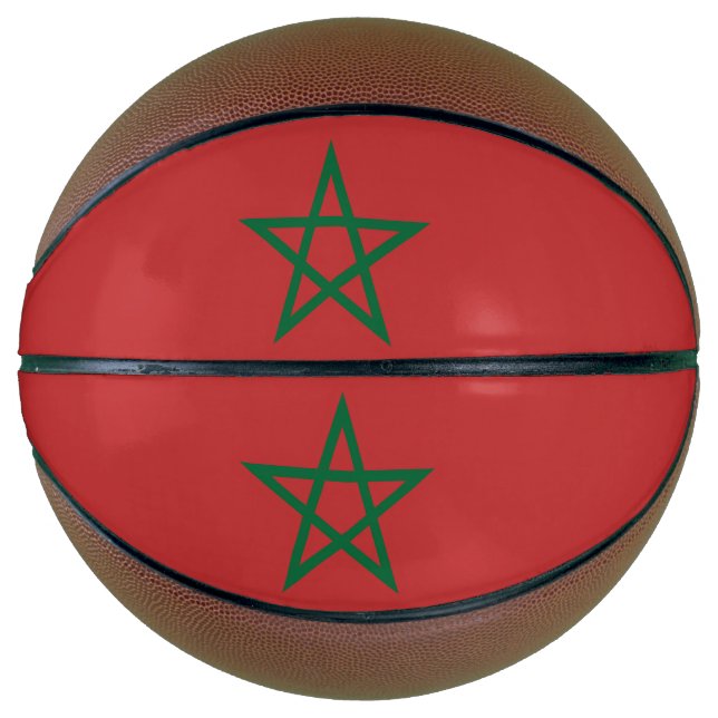 Ballon De Basket Basket-ball complet avec drapeau du Maroc (Devant)