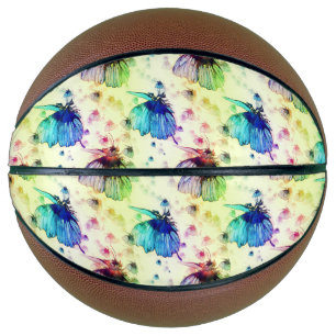 Ballon De Basket Basket-ball des papillons d'aquarelle