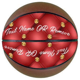 Ballon De Basket Basket-ball en cuir tourbé Gold Red Diamond