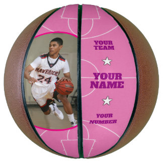Ballon De Basket Basket-ball personnalisé côté cour rose