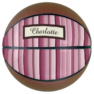 Ballon De Basket Basket-ball Personnalisé Pink Mauve Stripes