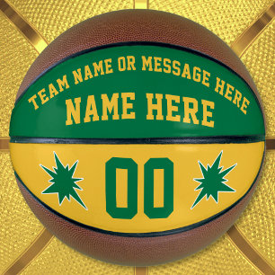 Ballon De Basket Basket-ball personnalisé, vert et or