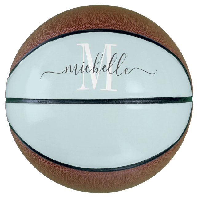 Ballon De Basket Basket-ball rose monogramme pour fille personnalis (Devant)