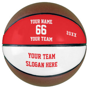 Ballon De Basket Basket-ball rouge personnalisé avec nom, numéro et