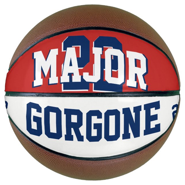 Ballon De Basket Basket Bleu Blanc Personnalisé Pleine Taille École (Devant)