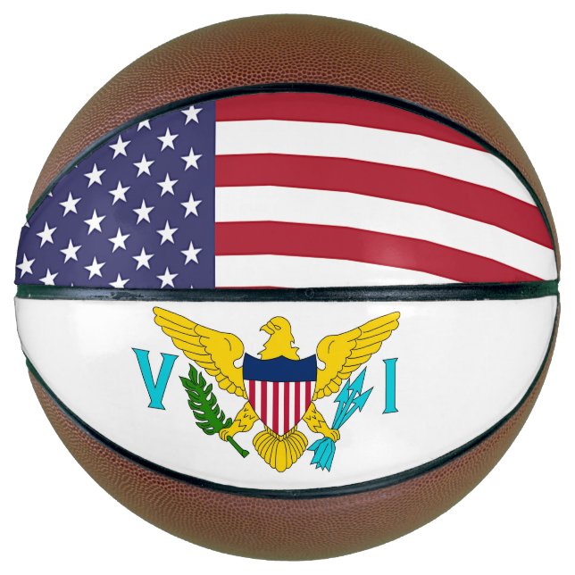 Ballon De Basket Basket complet avec drapeau des îles Vierges (Devant)