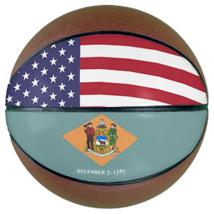 Ballon De Basket Basket complet avec Drapeau du Delaware, États-Uni