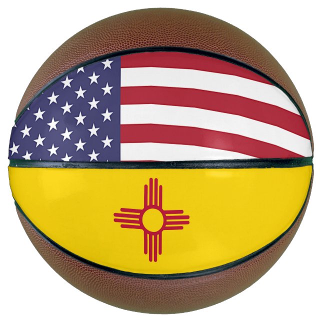 Ballon De Basket Basket complet avec Drapeau du Nouveau Mexique USA (Devant)