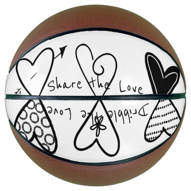 Ballon De Basket Basketball Amour Coeurs noirs Partagez l'Amour (Devant)
