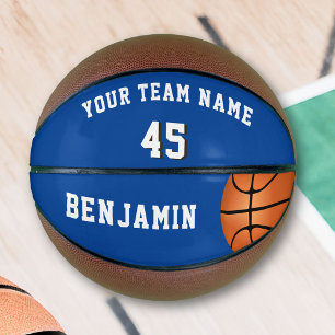 Ballon De Basket Basketball bleu personnalisé avec nom et numéro d'