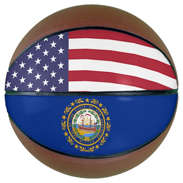Ballon De Basket Basketball complet avec drapeau du New Hampshire U (Devant)