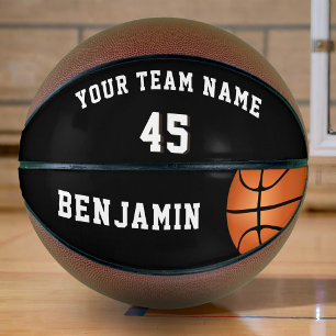 Ballon De Basket Basketball noir personnalisé avec nom et numéro d'