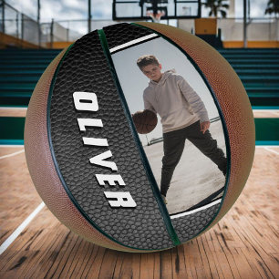 Ballon De Basket Basketball Photo Texte Nom Cuir Noir