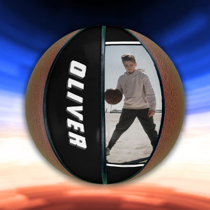 Ballon De Basket Basketball Photo Texte Noms Noir et Blanc Moderne