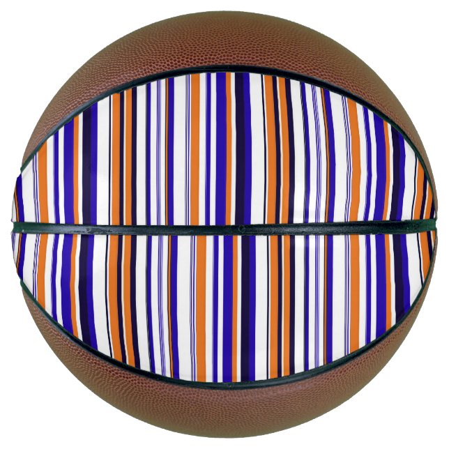 Ballon De Basket Belles rayures bleues orange (Devant)