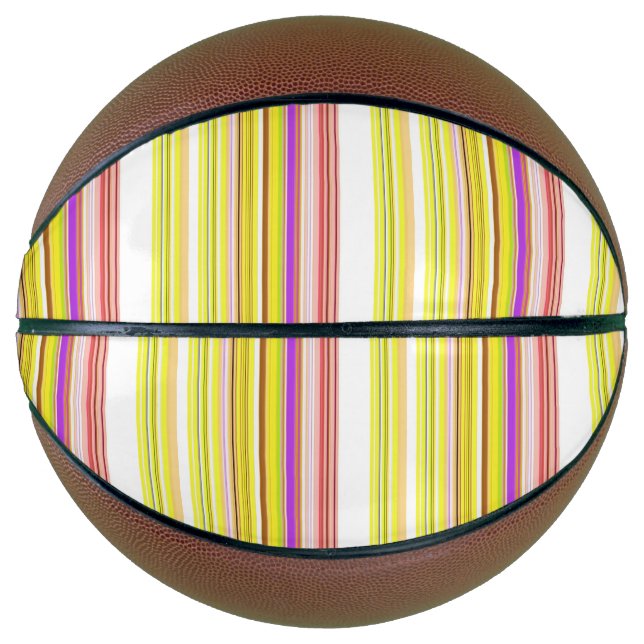 Ballon De Basket Belles rayures jaunes blanches (Devant)