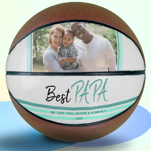 Ballon De Basket Best Papa Turquoise Moderne Typographie Famille Ph