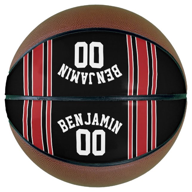 Ballon De Basket Black and Red Sports Jersey Nom personnalisé Numér (Devant)
