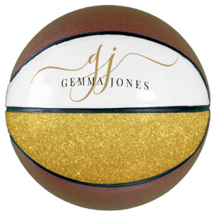 Ballon De Basket Black Gold Monogram Script Name