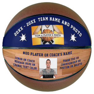 Ballon De Basket Bleu 2 Photos, Texte Personnalisé Basketball Fabri