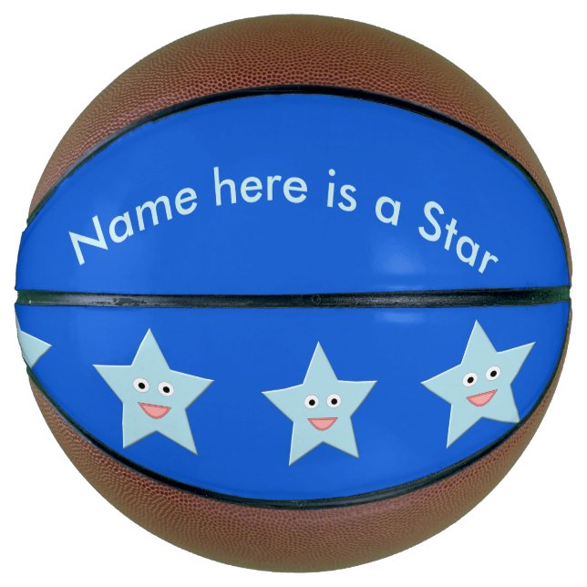 Ballon De Basket Bleu clair Celebration Star Custom Basketballs (Devant)