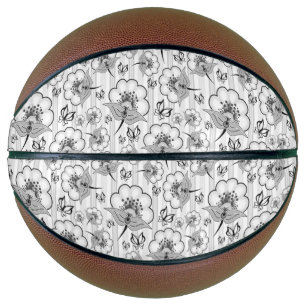 Ballon De Basket Bleu noir joli fleurs sans couture motif