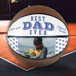 Ballon De Basket Blue Best Papa Jamais Père Typographie Photo Baske