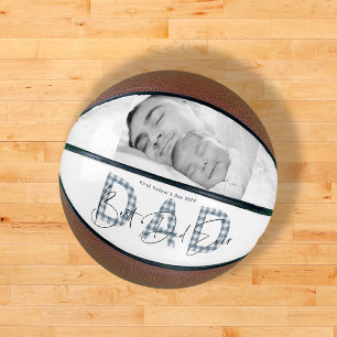Ballon De Basket Blue Plaid Meilleur Papa Jamais Photo Première Fêt