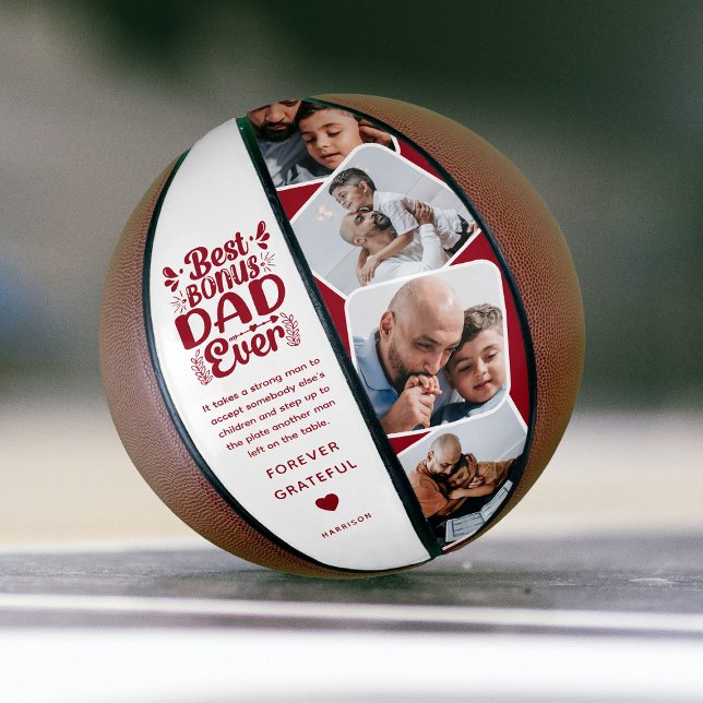 Ballon De Basket Bonus personnalisé Papa 4 Photo & Citation Cadeau  (Créateur téléchargé)