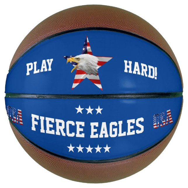 Ballon De Basket Brave Bald Eagle, Drapeau Américain, Étoile (Devant)