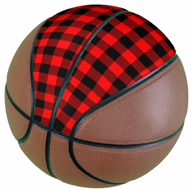 Ballon De Basket Buffalo Check Rouge et Noir Lumberjack Plaid Decor (Incliné)