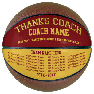 Ballon De Basket Burgundy Gold Personnalisé Basketball Coach Cadea