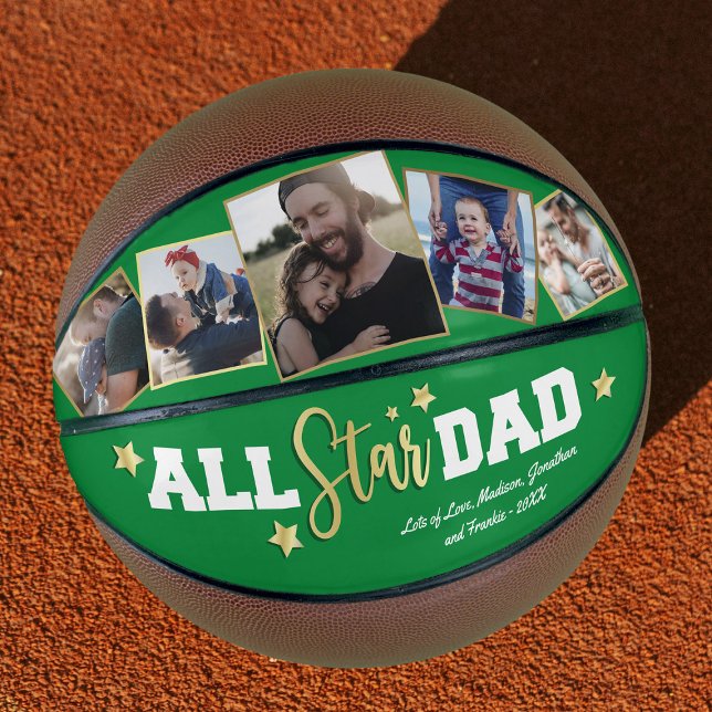 Ballon De Basket Cadeau de basketball vert personnalisé « Papa All- (Créateur téléchargé)