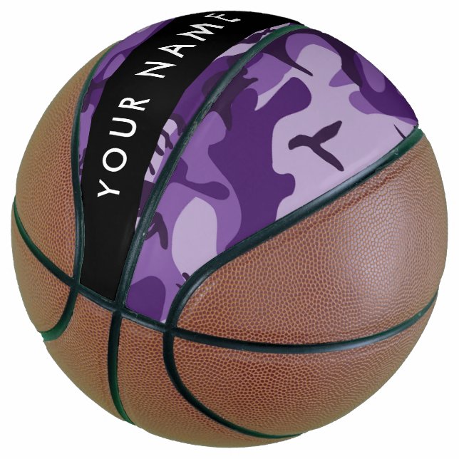 Ballon De Basket Camouflage violet Votre nom Personnalisez (Incliné)