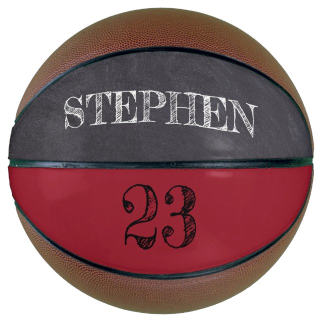 Ballon De Basket Carton rouge noir gravure de tableau rouge nommée (Devant)